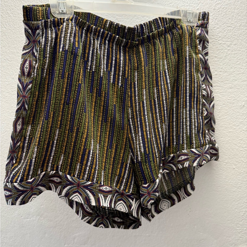 Patterned Green and Blue Women's Shorts